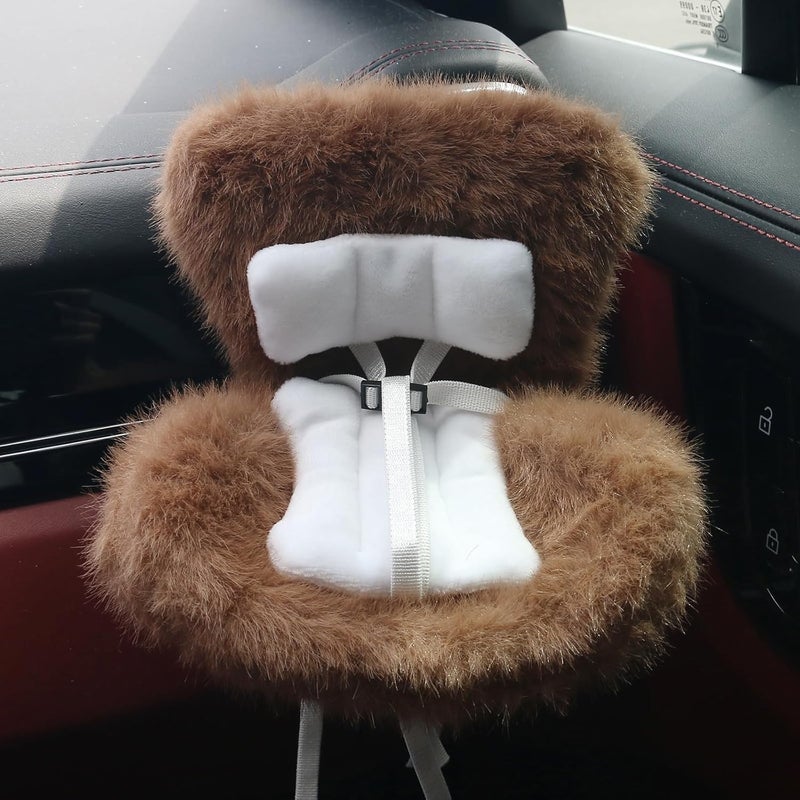 Walant Doll Car Seat Compatible with Labubu, Chair for 10-17cm Dolls - Adjustable Safety Strap, Air Vent Clip & Desktop Stand, Soft Cushion, Cute Car Ornament Gift for Collectors & Fans (Brown) - Image 1